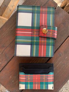 Plaid Snap Wallet & Card Holder Set - Green/Red Plaid